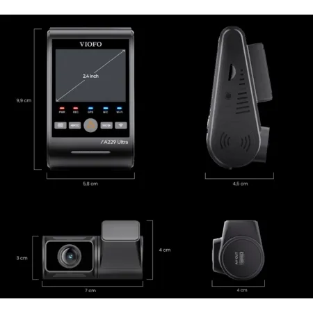 Viofo A229 Ultra 2CH – Kamera samochodowa przód i tył Full HD, tryb parkingowy